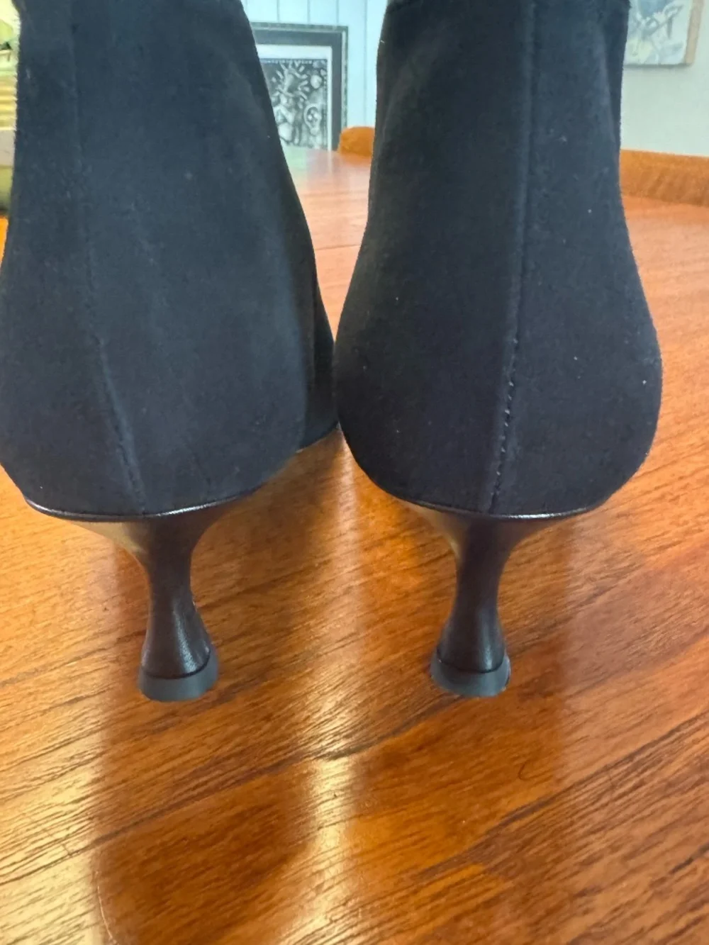Black suede booties with leather tips - Size 39
